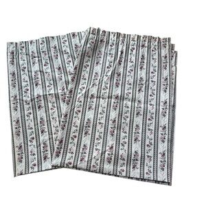 Country Curtains 4 Panels French Country Rod Pocket Unlined Roses Stripes 54”